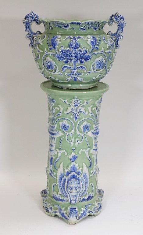Chinese Celadon Blue & White Porcelain Jardiniere (1 of 9)