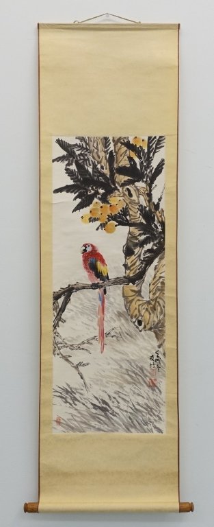 Chinese Parrot Landscape Scroll Painting (1 of 8)