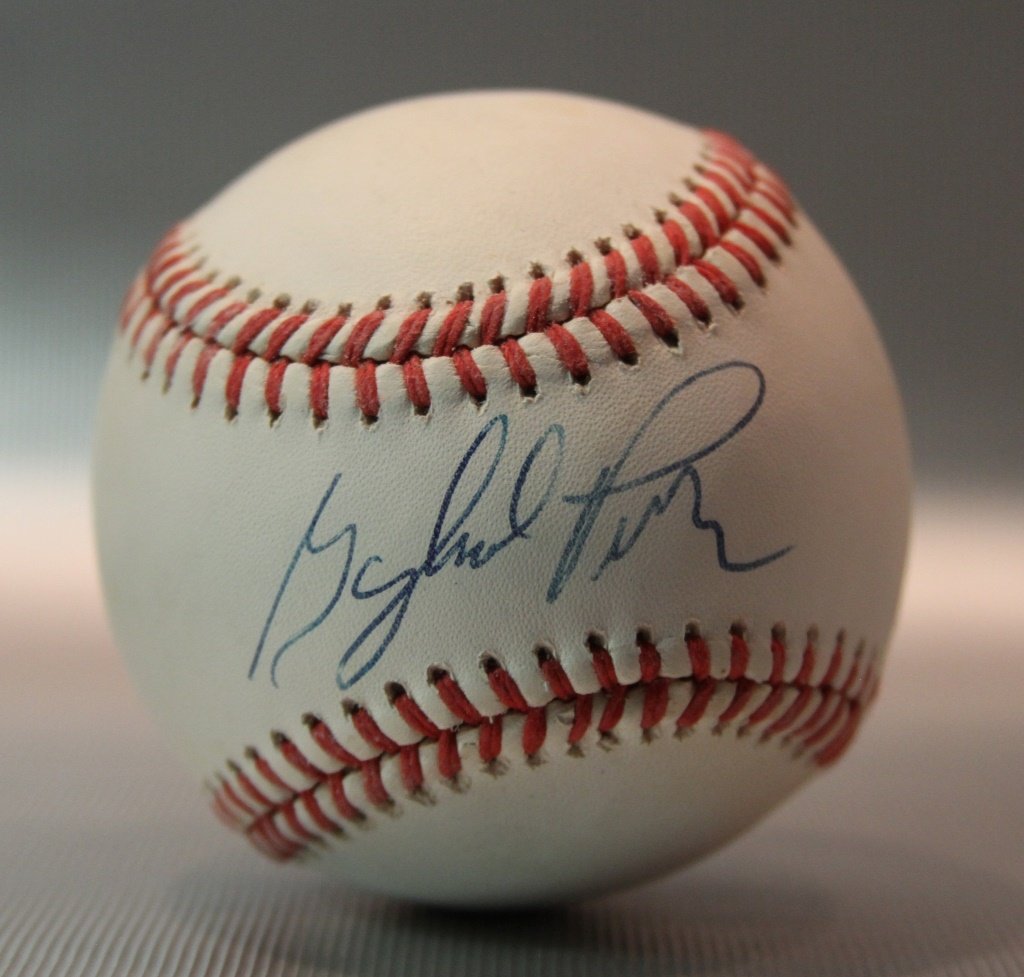 Gaylord Perry Signed Baseball: Gaylord Perry Signed Baseball, Rawlings official ball American League, signed in ball point pen in sweet spot, light bone color to surface with minor spotting.Provenance: This is a single owner collec