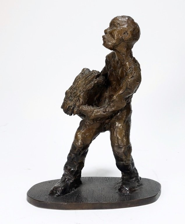 American Figural Brutalism Bronze Sculpture of Boy (1 of 6)