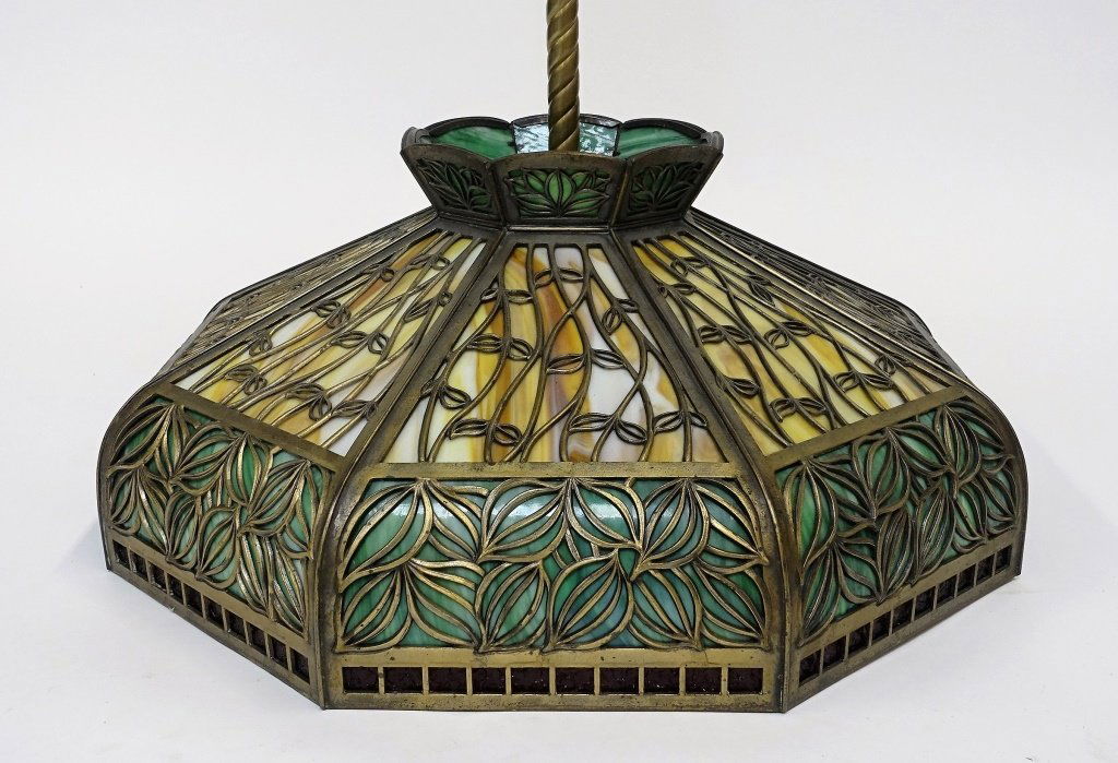 American Art Nouveau Slag Glass Ceiling Lamp (1 of 7)