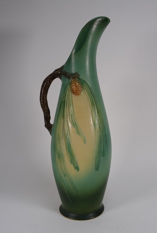 Roseville Pottery Green Pine Cone Large Ewer (1 of 5)