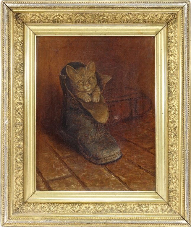 19C. American Still Life of Cat O/C Painting (1 of 5)