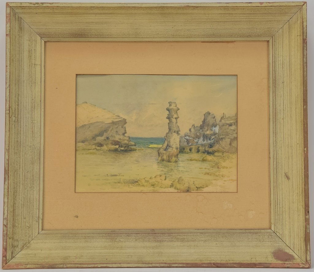 Edith Sarah Watson WC New England Beach Painting (1 of 8)