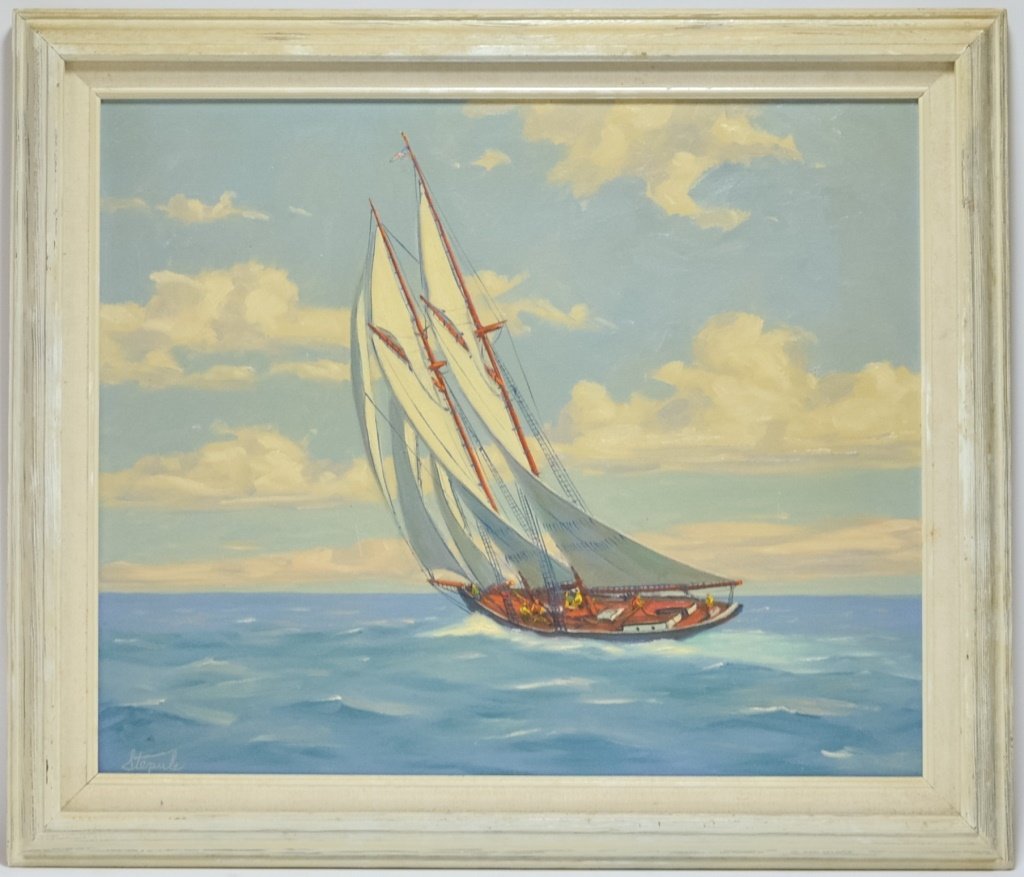 Charles Stepule Sailboat Seascape Painting (1 of 7)