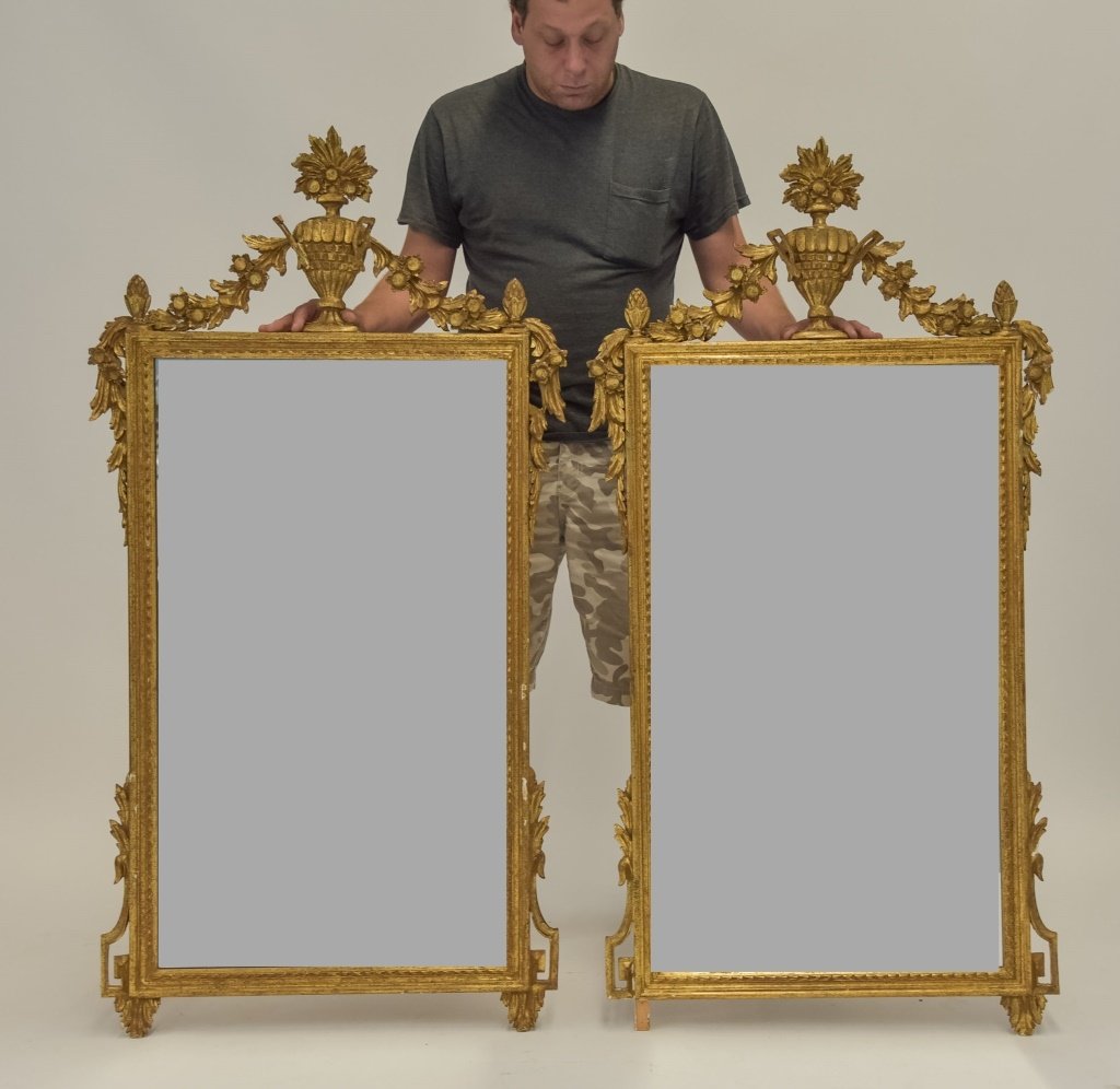PR Italian Carved Wood Gesso Gilt Classical Mirror (1 of 10)