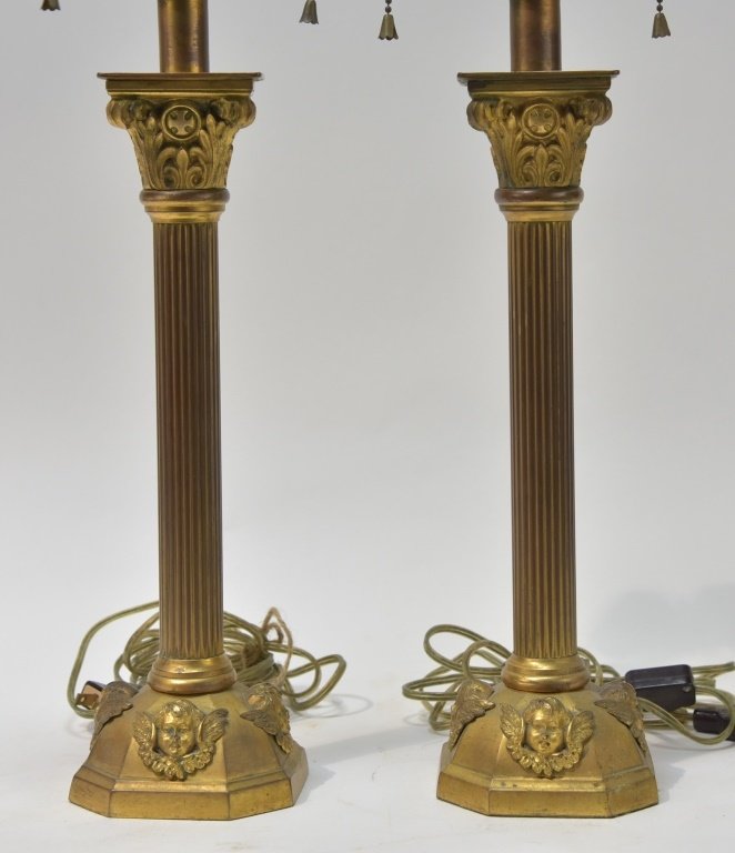 PR French Bronze Tuscan Column Candlestick Lamp (1 of 5)