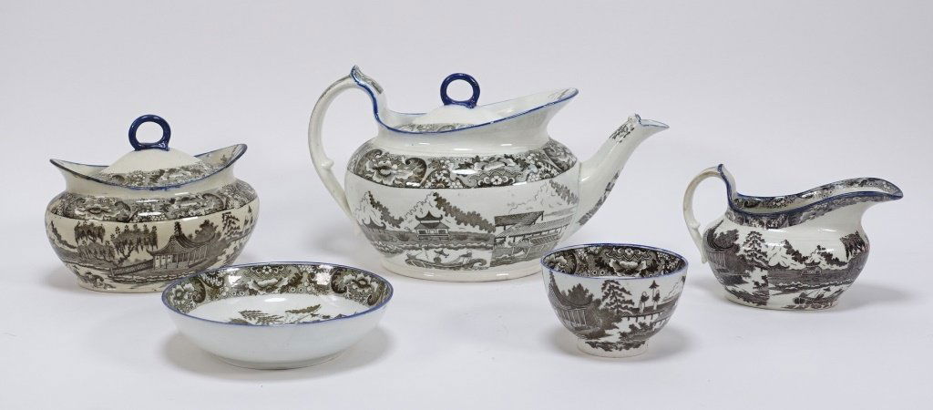 18-19C. Staffordshire Oriental Creamware Tea Set (1 of 7)