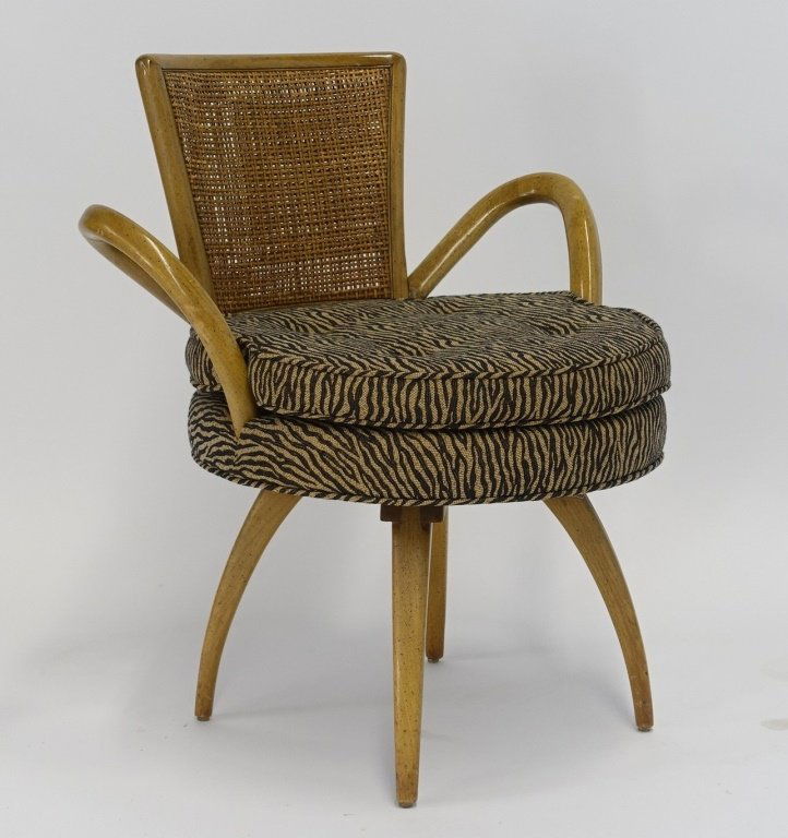 Mid Century Modern Rattan Arm Chair w Zebra Fabric (1 of 6)