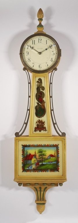 Waltham Federal Eglomise Weight Driven Banjo Clock (1 of 9)