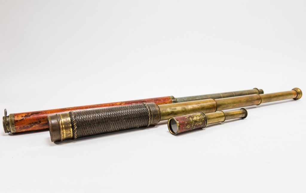 English 19C. Brass Wood Telescope Grouping (1 of 10)