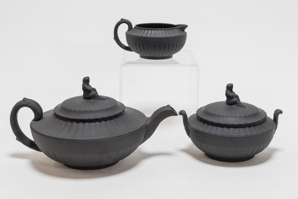 English 19C. Wedgwood Black Basalt Sybil Tea Set