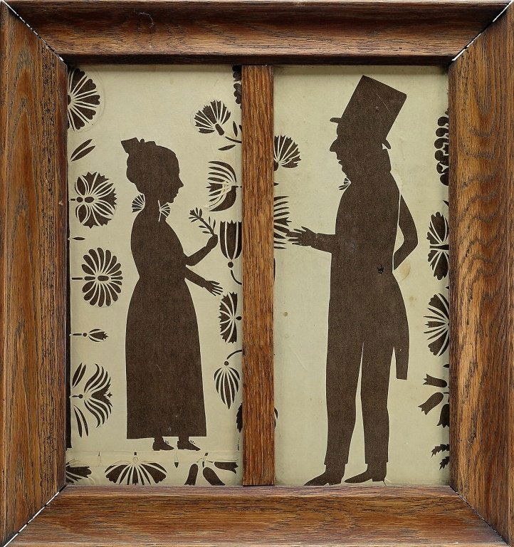 Unusual Paper Cut Out Folk Art Couples Silhouette (1 of 5)