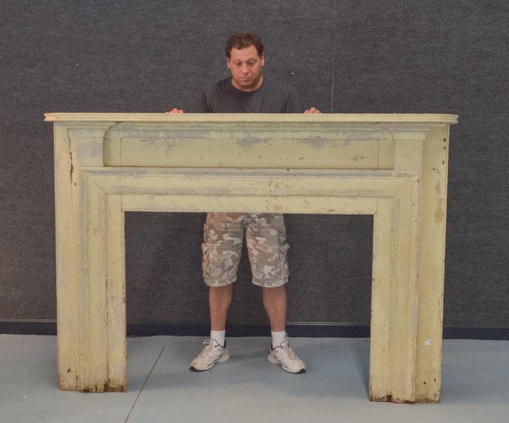 New England Carved Oak Painted Fireplace Mantle (1 of 6)