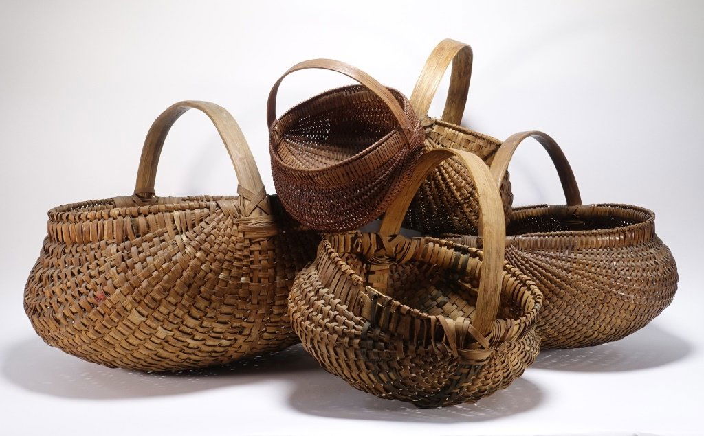 5 Antique Primitive Farm Buttock Baskets (1 of 5)