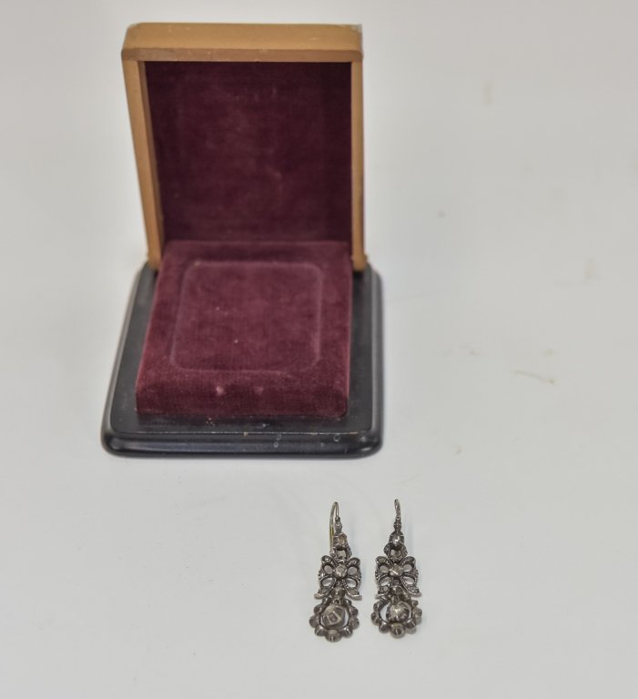 Art Nouveau Sterling & Diamond Butterfly Earrings (1 of 3)
