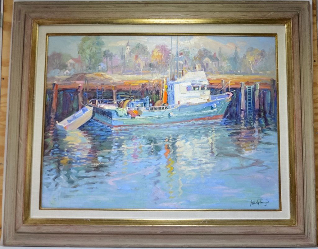 Rapheal Maniago Impressionist Trawler O/C Painting (1 of 5)