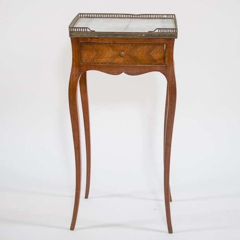 French C.1920 Mahogany Marble Top One Drawer Stand (1 of 8)