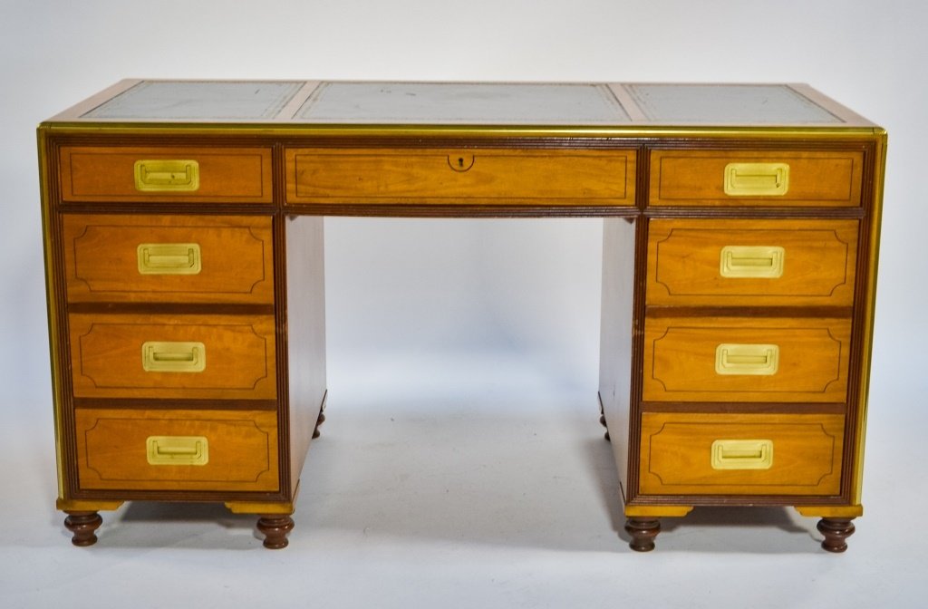 Baker Furniture Campaign Style Bookcase Desk