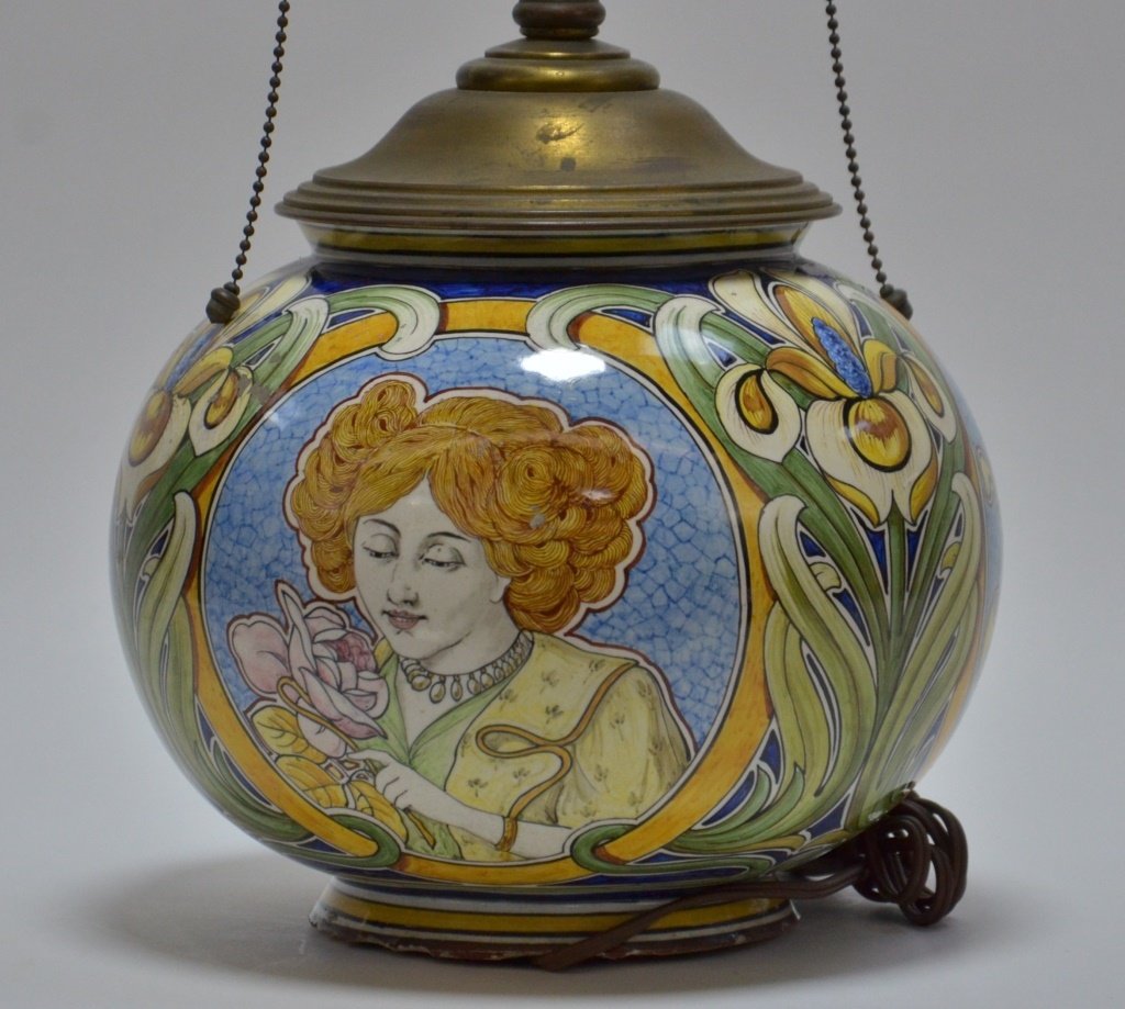 Italian Faience Majolica Pottery Vase Lamp (1 of 6)