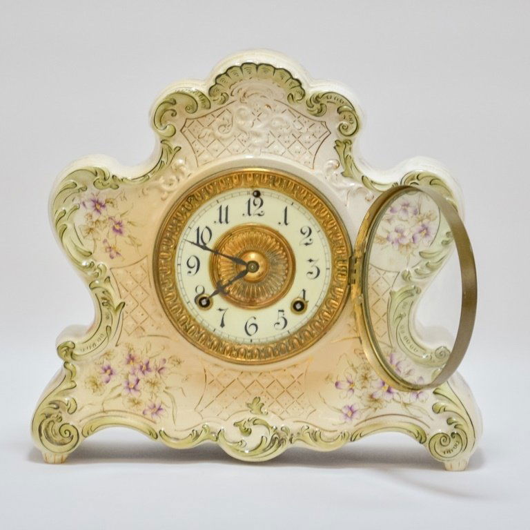 Antique 19C. Ansonia Dresden Porcelain Clock (1 of 8)