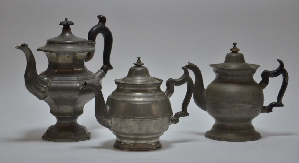 3 American Boston Roswell Gleason Pewter Teapots (1 of 8)
