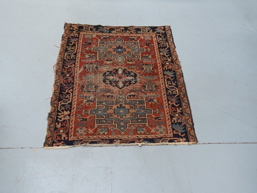 Antique C.1900 Persian Karaja Small Carpet Rug (1 of 5)