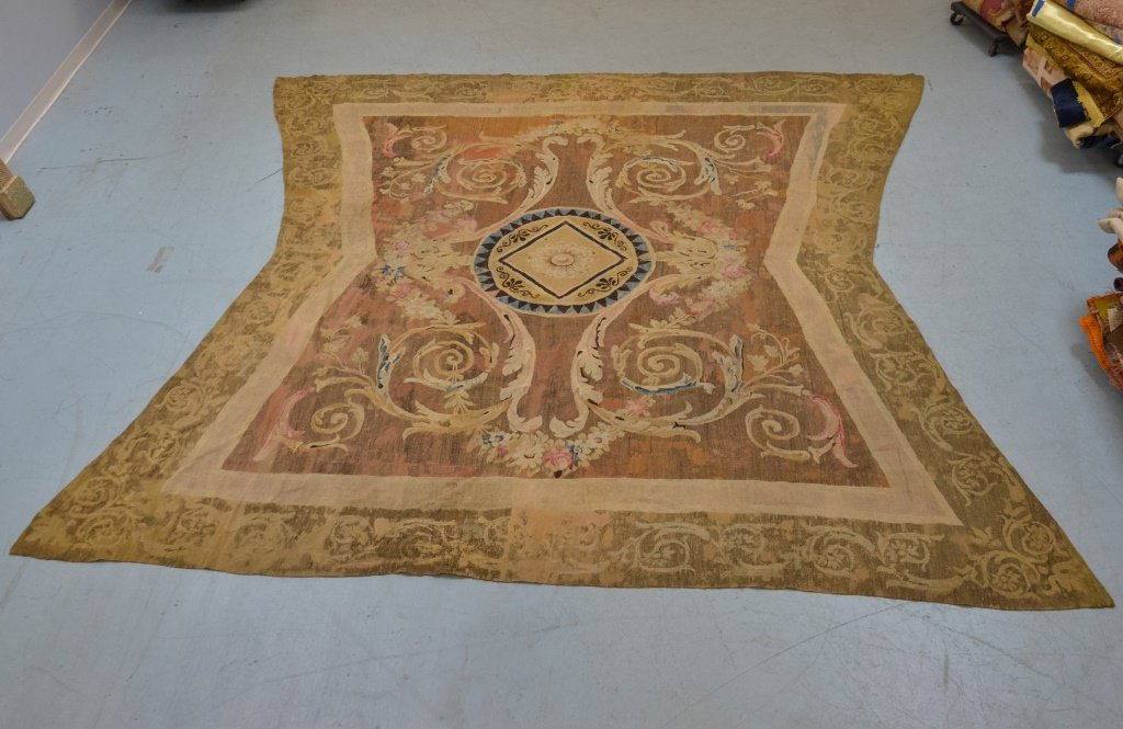 Antique 18C. French Aubusson Hour Glass Carpet Rug (1 of 5)