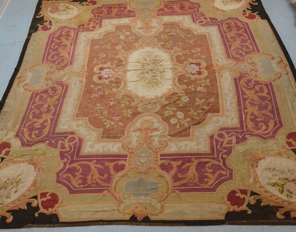 Large 18-19C. Colorful Aubusson Carpet Rug (1 of 5)