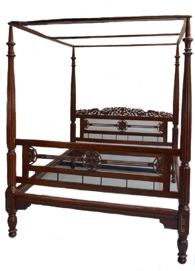 Rare 19C. Indian Rosewood King Size Canopy Bed (1 of 12)