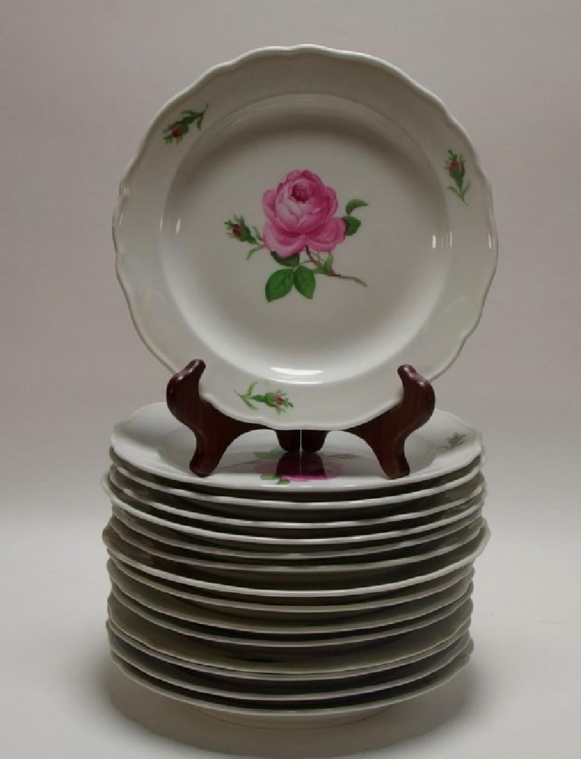 15 Meissen Porcelain Pink Rose Salad Plates (1 of 7)