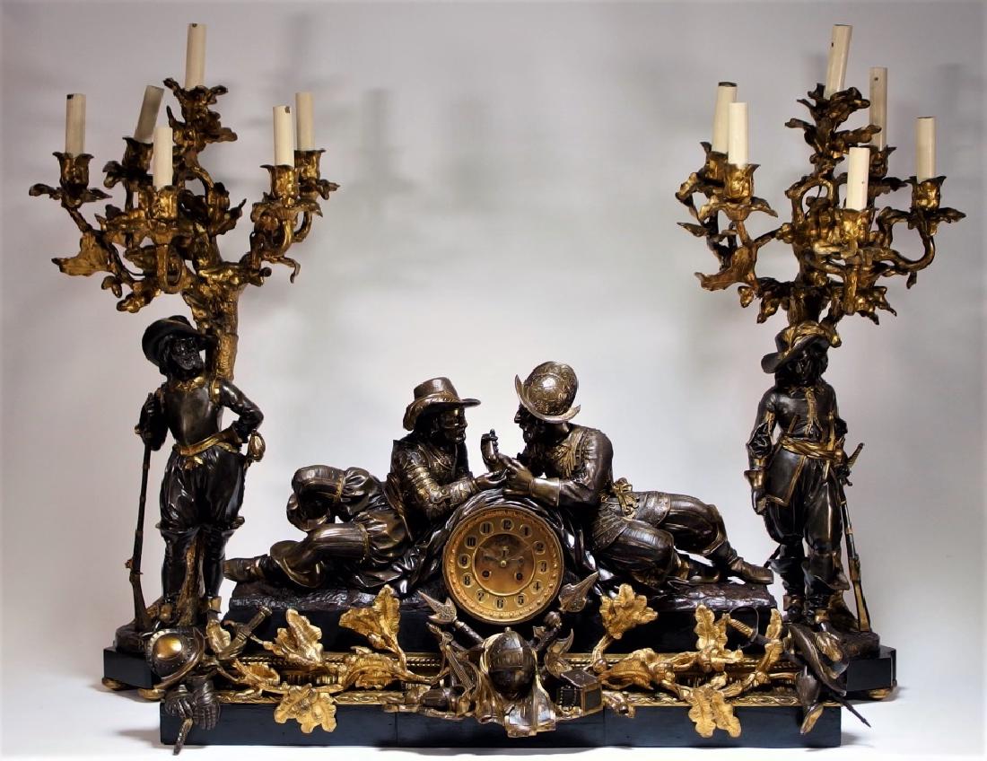 Attrib. Edmund Leveque French Bronze Garniture Set (1 of 12)