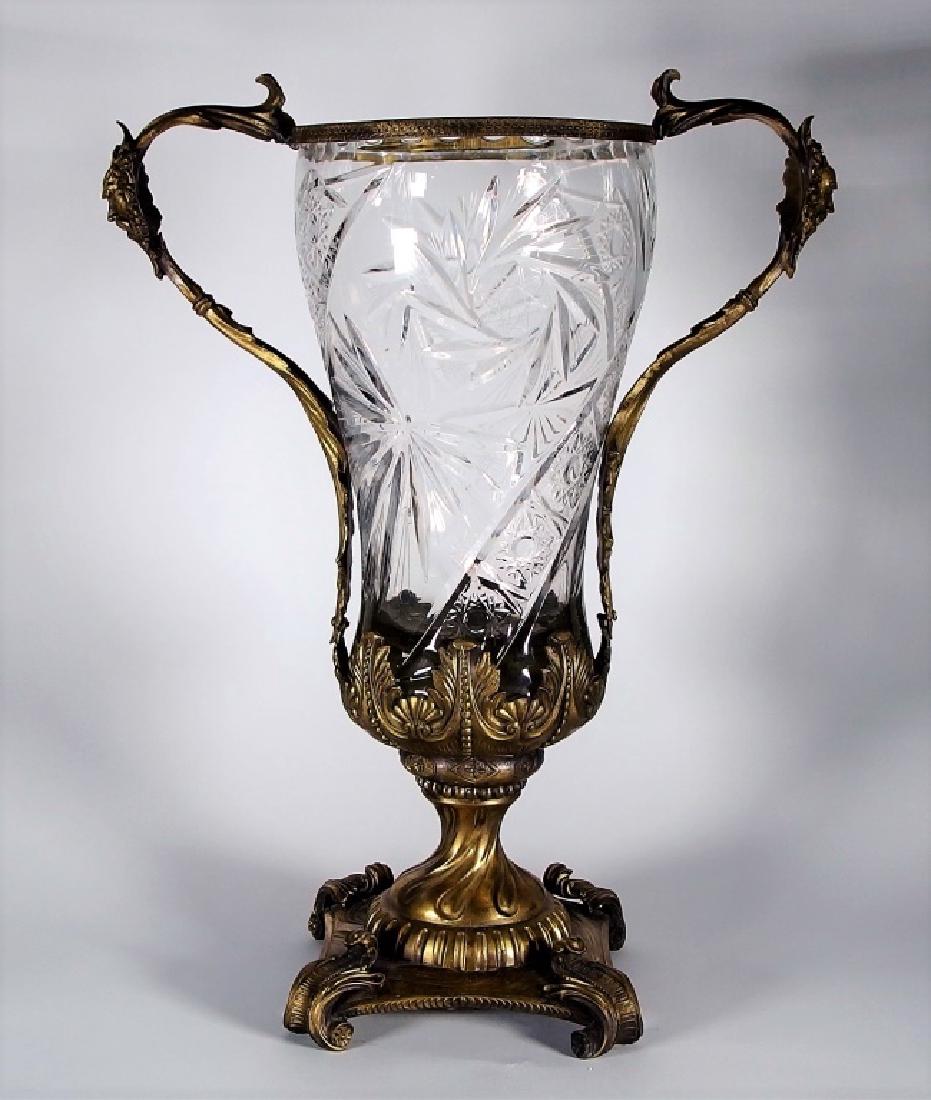 Cut Pressed Glass Bronze Double Handled Vase (1 of 6)