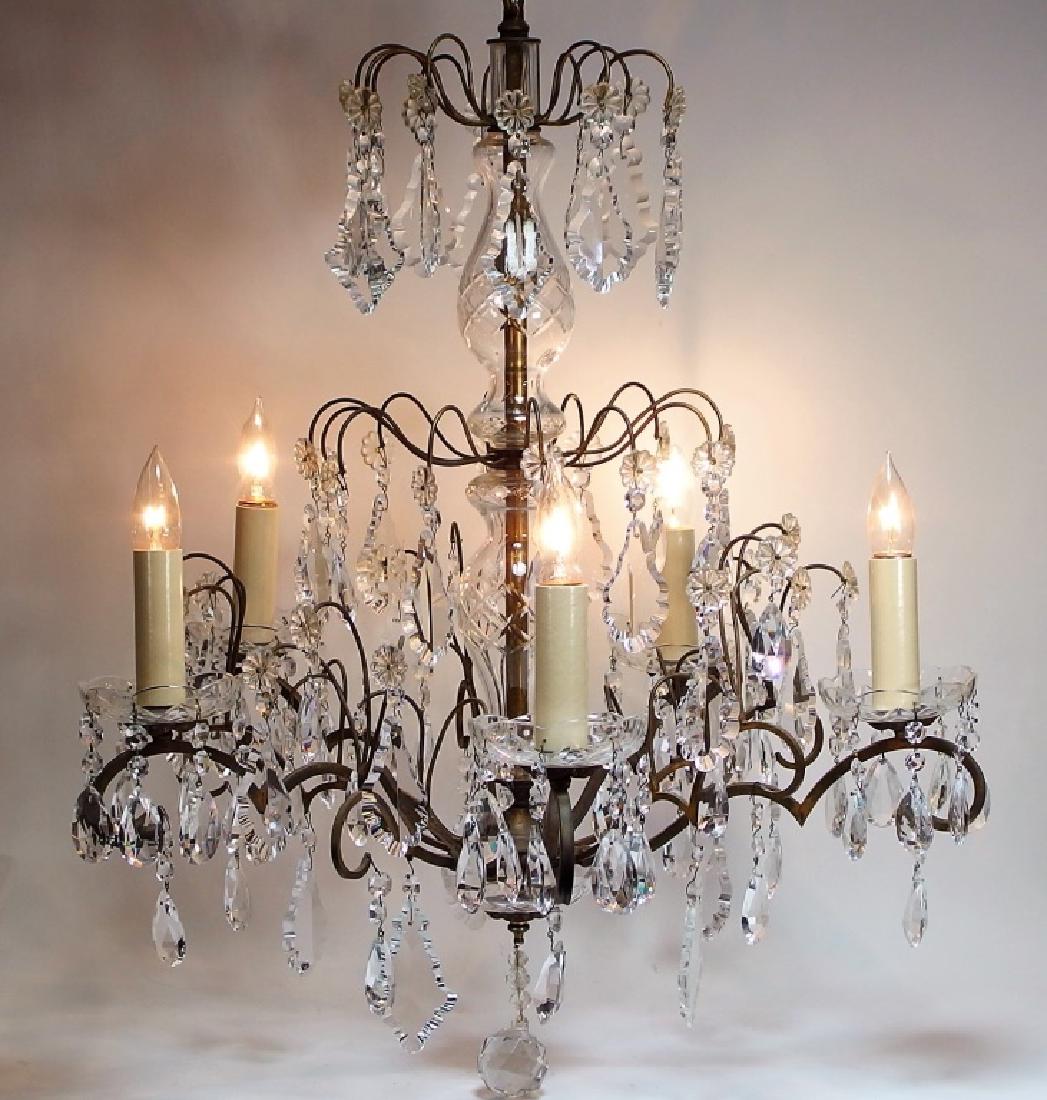 French Hand Cut Crystal & Bronze Chandelier (1 of 5)