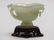 Chinese Carved Hardstone Jade Libation Cup w Stand - 2
