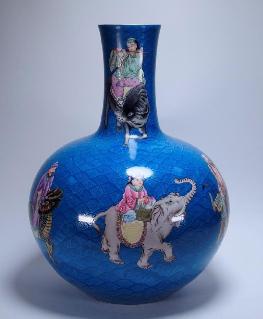 LG Chinese Porcelain Blue Immortals Globular Vase (1 of 14)