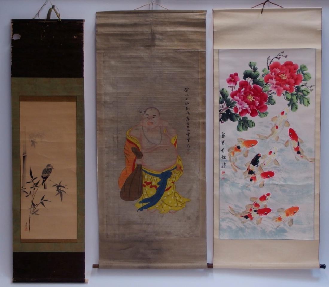 3 Asian and Chinese Buddha and Nature Scrolls (1 of 8)