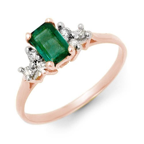 0.74 ctw Emerald & Diamond Ring 14K White Gold - (1 of 2)