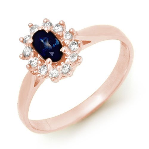 0.51 ctw Blue Sapphire & Diamond Ring 18K Rose Gold - (1 of 2)