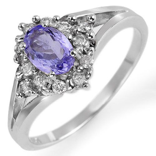 Natural 0.95 ctw Tanzanite & Diamond Ring 10K White (1 of 2)