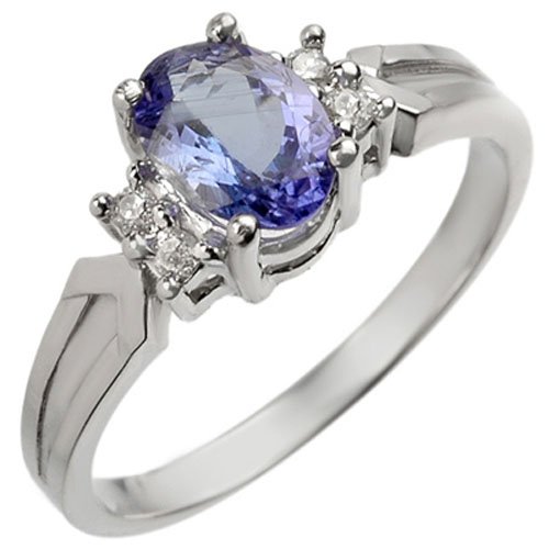 Genuine 1.10 ctw Tanzanite & Diamond Ring 10K White (1 of 2)