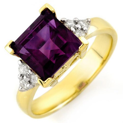 Genuine 3.20 ctw Amethyst & Diamond Ring 10K Yellow (1 of 2)