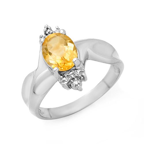 1.09 ctw Citrine & Diamond Ring 18K White Gold - (1 of 2)