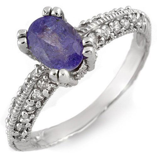 2.0 ctw Tanzanite & Diamond Ring 18K White Gold - (1 of 2)