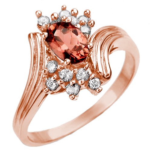 0.80 ctw Pink Tourmaline & Diamond Ring 14K Rose Gold - (1 of 2)