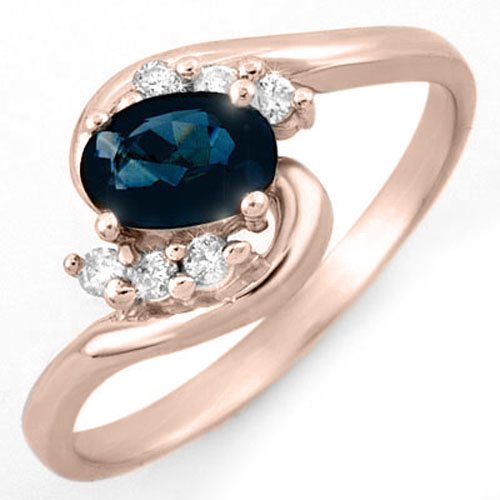 0.70 ctw Blue Sapphire & Diamond Ring 14K Rose Gold - (1 of 2)