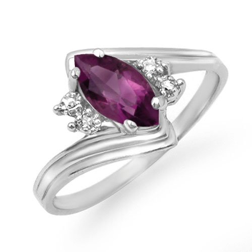 Genuine 0.48 ctw Amethyst & Diamond Ring 10K White Gold (1 of 2)