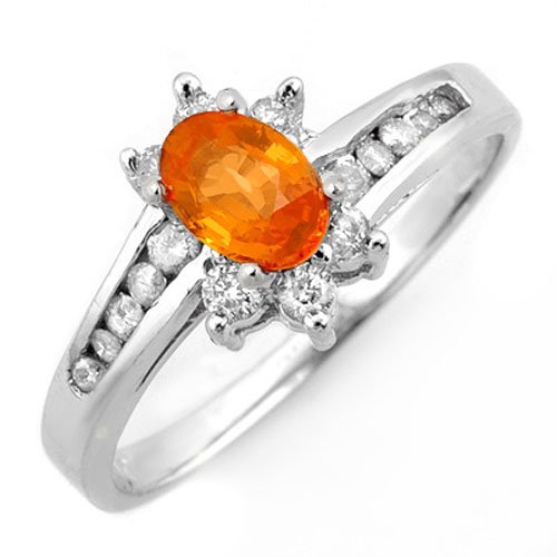 1.08 ctw Orange Sapphire & Diamond Ring 10K White Gold (1 of 2)