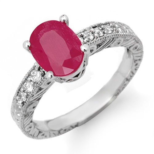 3.28 ctw Ruby & Diamond Ring 14K White Gold - (1 of 2)