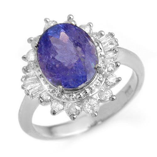 Genuine 3.75 ctw Tanzanite & Diamond Ring 18K White (1 of 2)